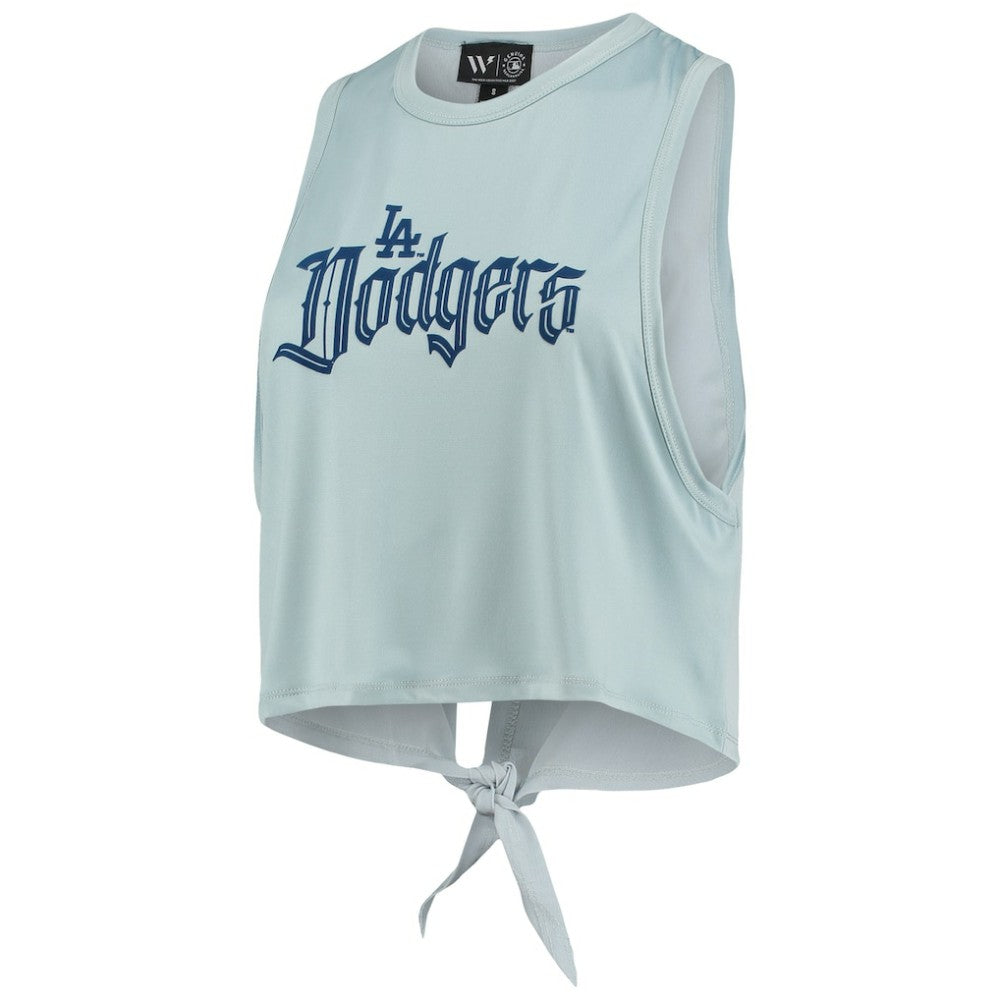 Los Angeles Dodgers The Wild Collective Women's Open Back Twist-Tie Tank Top Light Blue