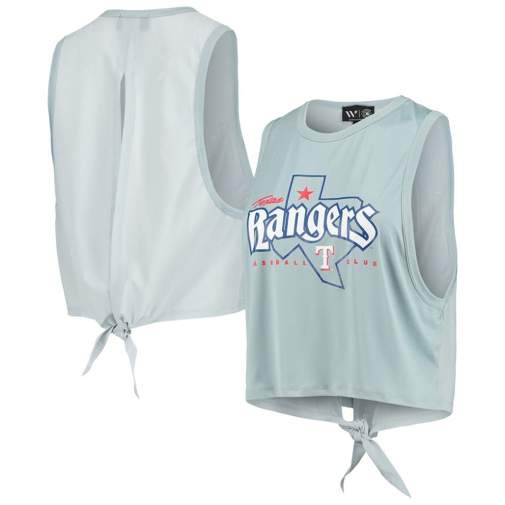 Texas Rangers The Wild Collective Women's Open Back Twist-Tie Tank Top Light Blue