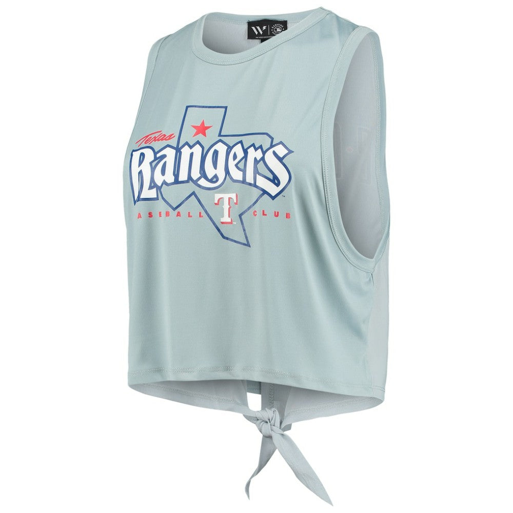 Texas Rangers The Wild Collective Women's Open Back Twist-Tie Tank Top Light Blue