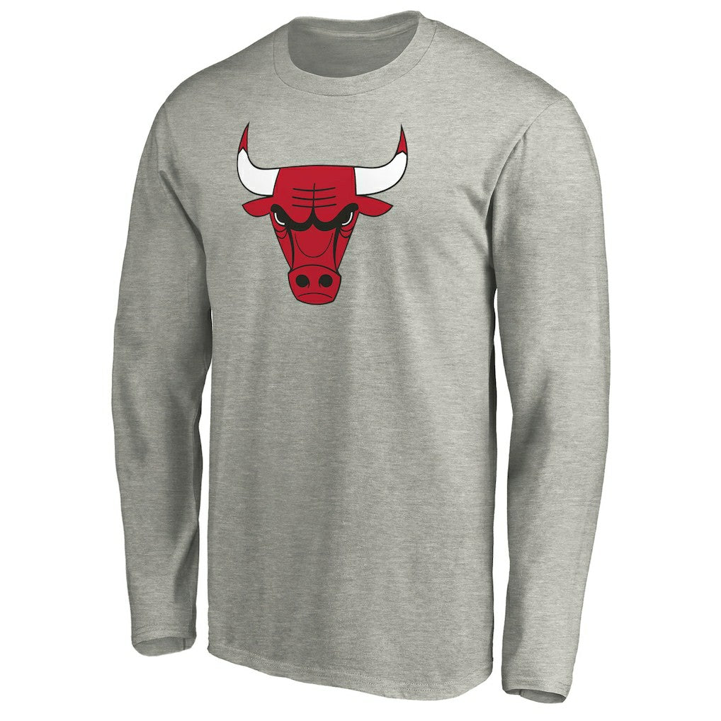 Chicago Bulls Primary Team Logo Long Sleeve T-Shirt sale - Heathered Gray on sale