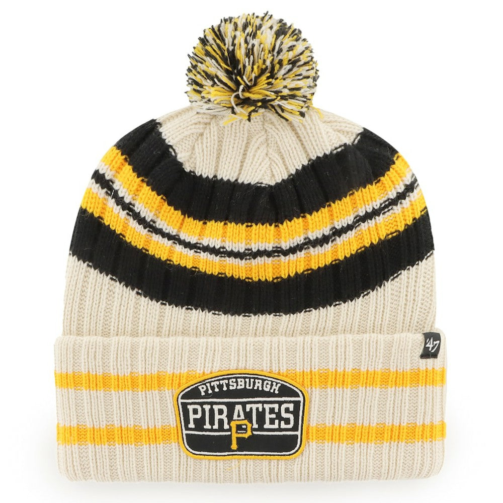Pittsburgh Pirates Home Patch Cuffed Knit Hat with Pom Natural