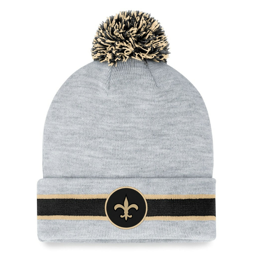 New Orleans Saints Cuffed Knit Hat with Pom - Heather Gray discount