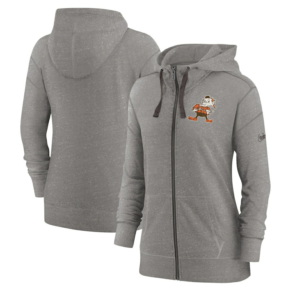 Cleveland Browns Women's Gym Vintage Full-Zip Hoodie - Heather Charcoal outlet