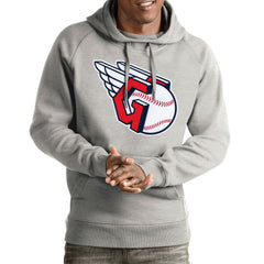 Cleveland Guardians Antigua Team Victory Pullover Hoodie Gray