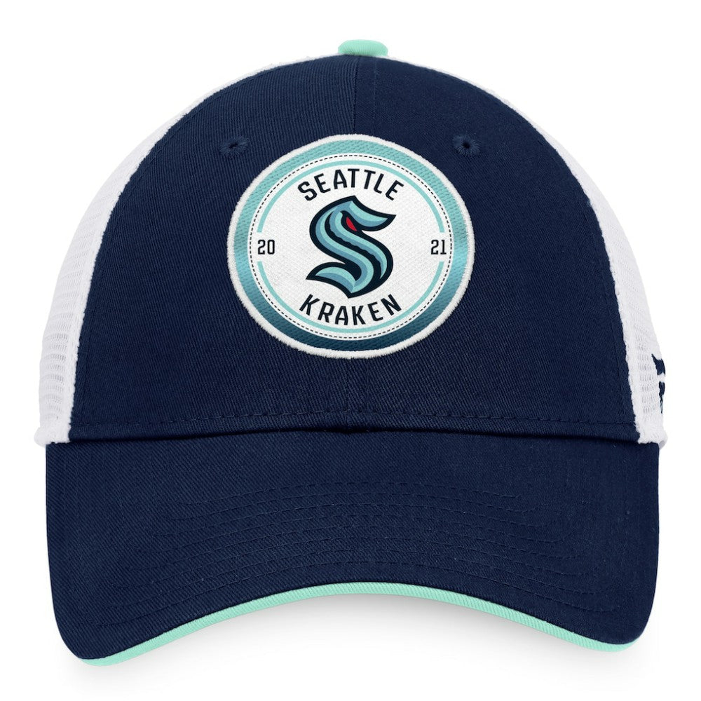 Seattle Kraken Fanatics Iconic Gradient Trucker Snapback Hat - Deep Sea Blue/White Hats