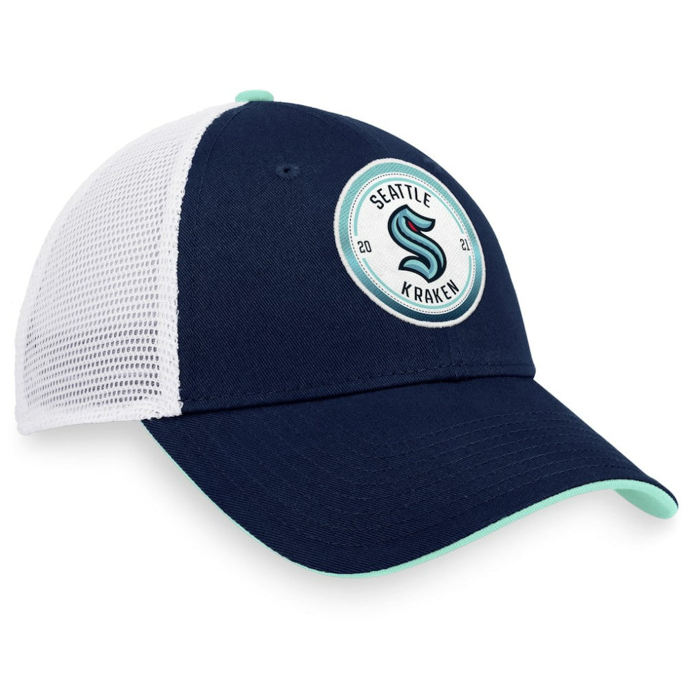 Seattle Kraken Fanatics Iconic Gradient Trucker Snapback Hat - Deep Sea Blue/White Hats