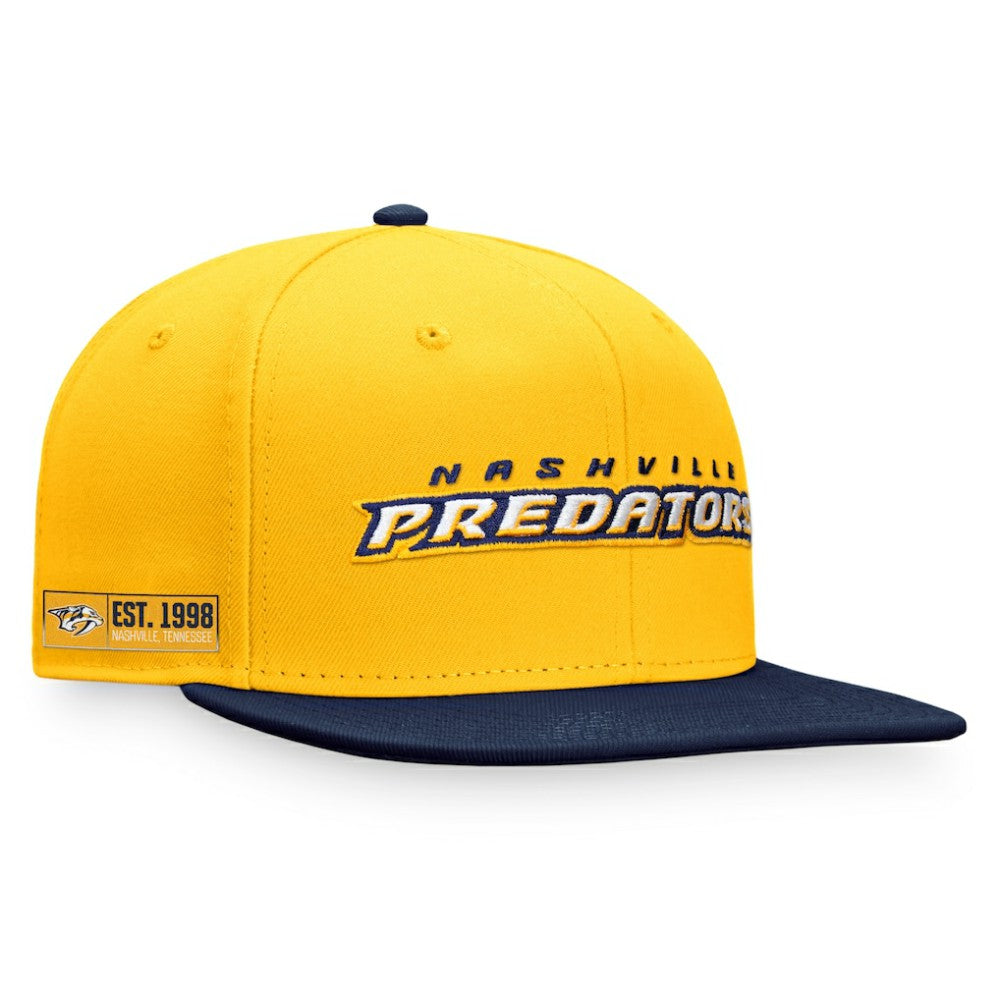 Nashville Predators Fanatics Iconic Color Blocked Snapback Hat - Gold/Navy Hats