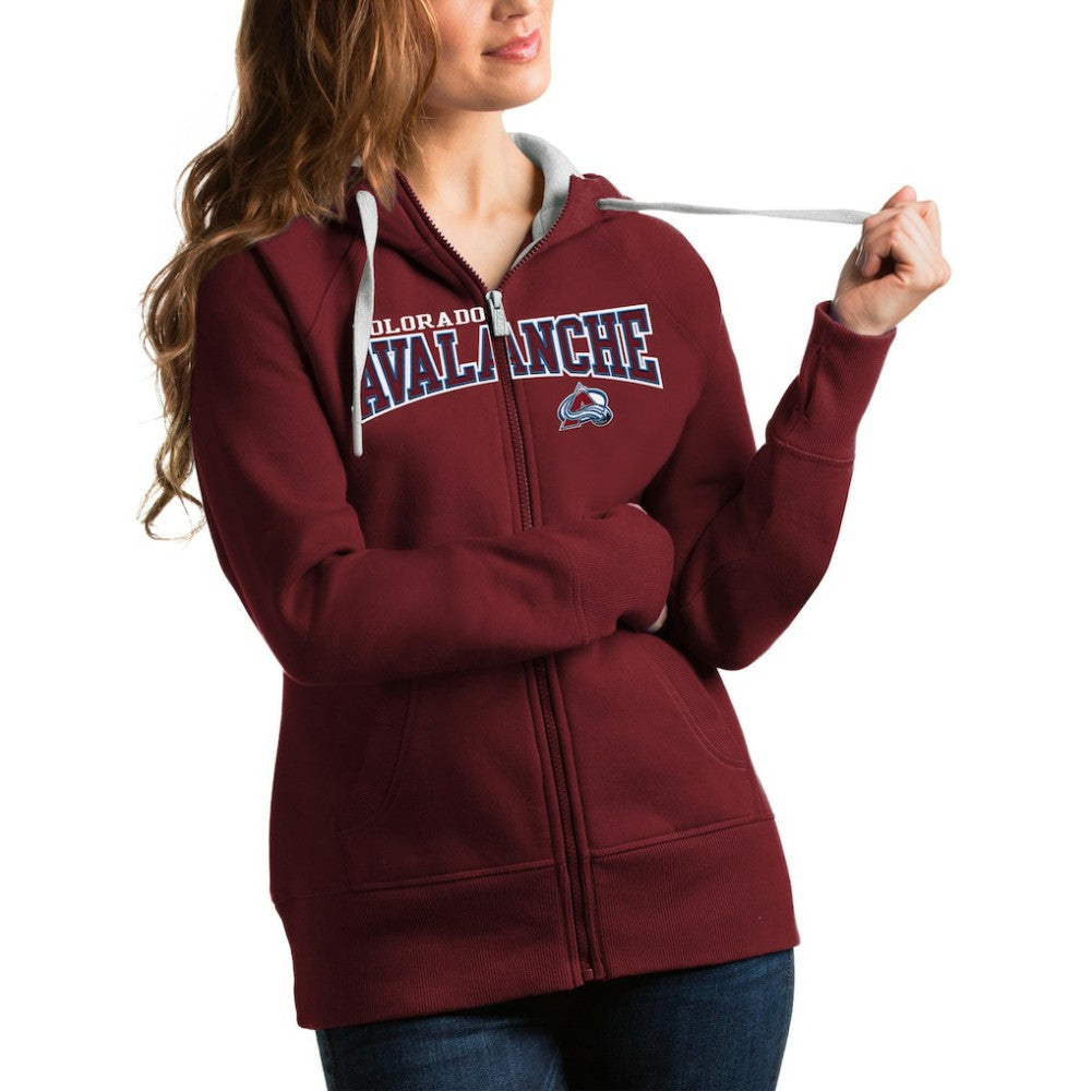 Colorado Avalanche Antigua Women's Wordmark Victory Full-Zip Hoodie - Burgundy Hoodies