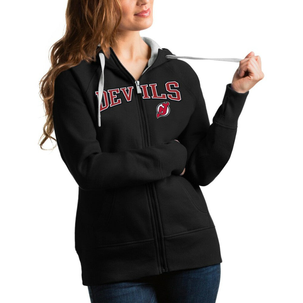 New Jersey Devils Antigua Women's Wordmark Victory Full-Zip Hoodie - Black Jerseys