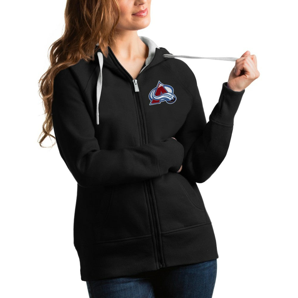 Colorado Avalanche Antigua Women's Victory Full-Zip Hoodie - Black Hoodies
