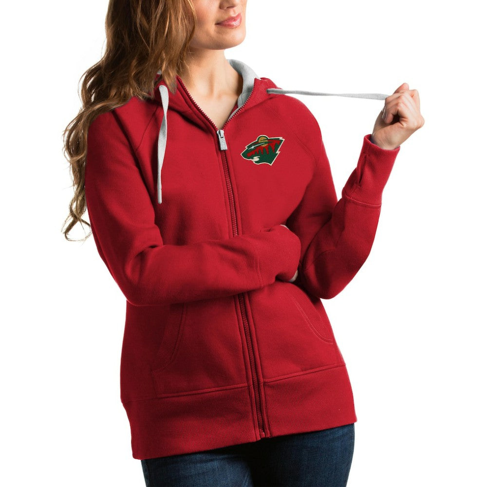 Minnesota Wild Antigua Women's Victory Full-Zip Hoodie - Red Hoodies