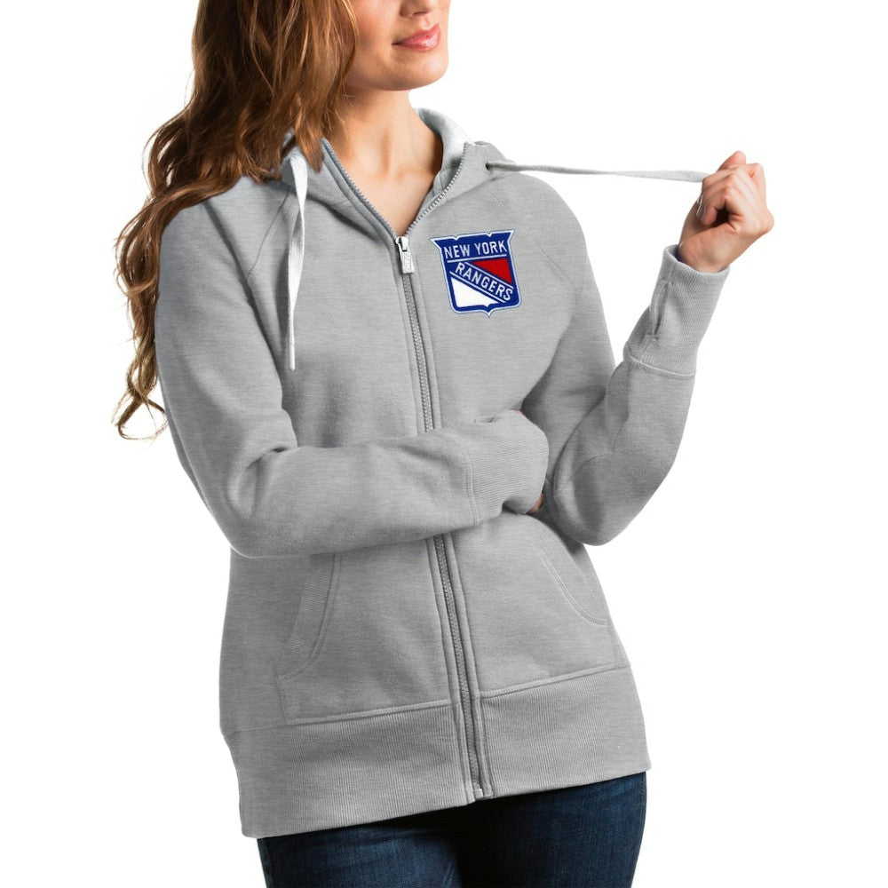 New York Rangers Antigua Women's Victory Full-Zip Hoodie - Heathered Gray Hoodies