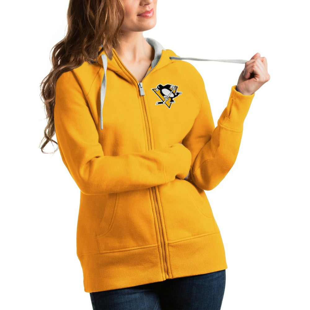 Pittsburgh Penguins Antigua Women's Victory Full-Zip Hoodie - Gold Hoodies