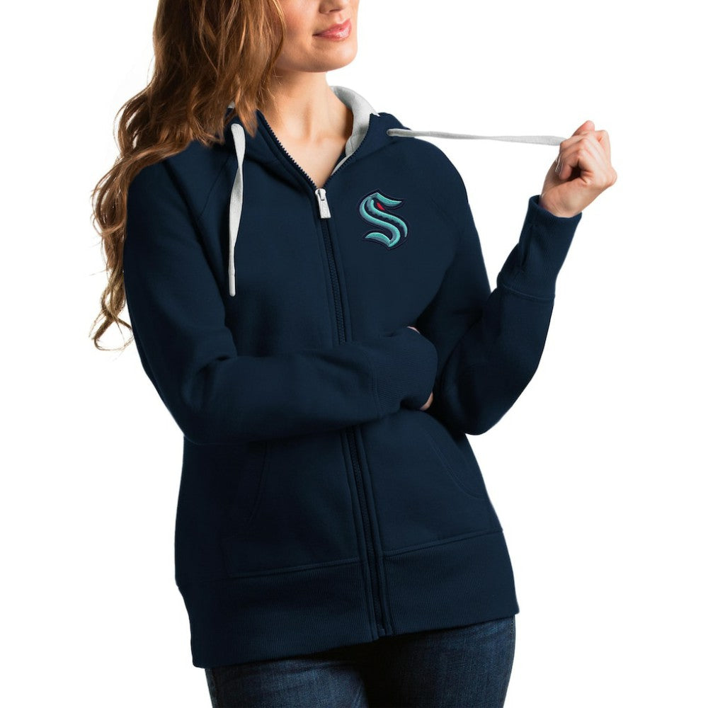 Seattle Kraken Antigua Women's Victory Full-Zip Hoodie - Navy Hoodies