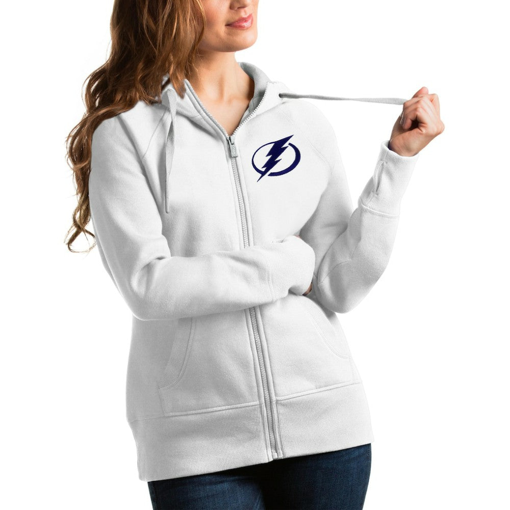 Tampa Bay Lightning Antigua Women's Victory Full-Zip Hoodie - White Hoodies