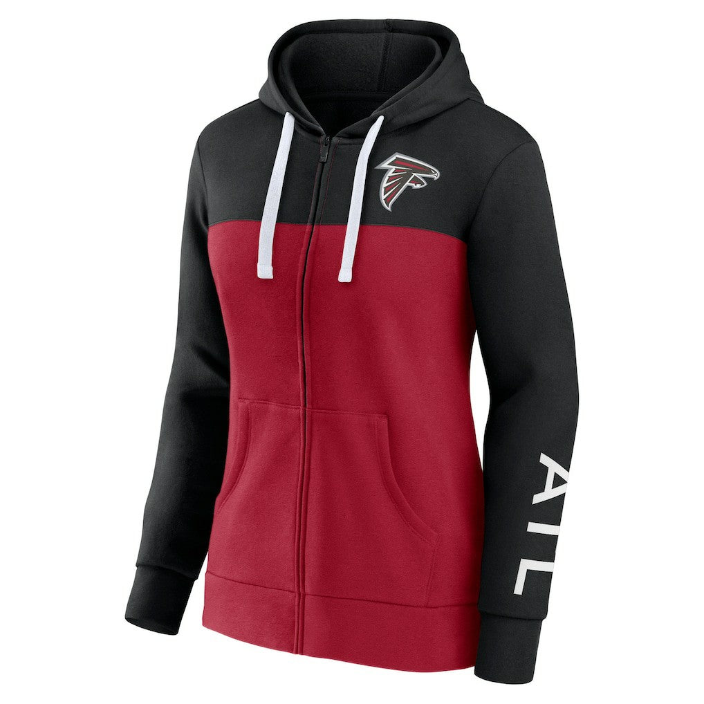 Atlanta Falcons Women's Take The Field Color Block Full-Zip Hoodie - Black/Red sale