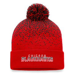 Chicago Blackhawks Fanatics Iconic Gradient Cuffed Knit Hat with Pom - Red Hats