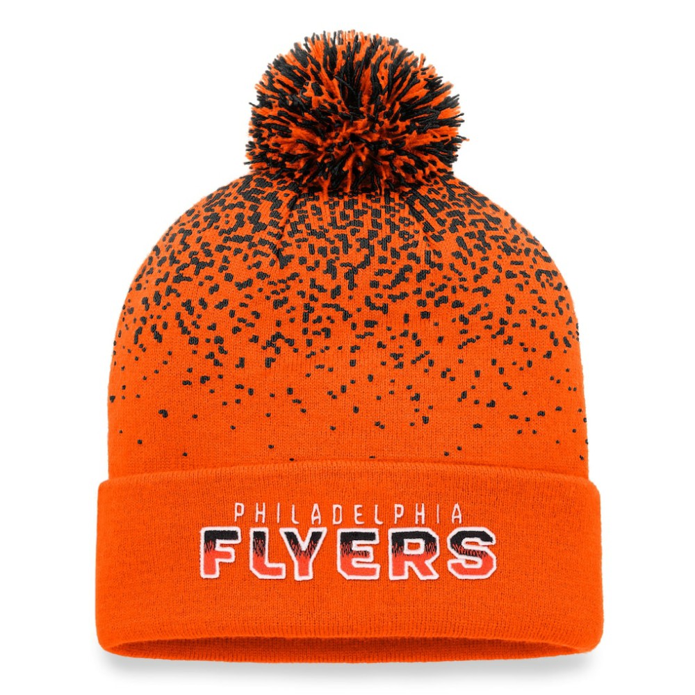 Philadelphia Flyers Fanatics Iconic Gradient Cuffed Knit Hat with Pom - Orange Hats
