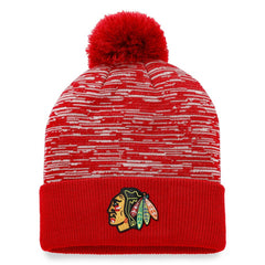 Chicago Blackhawks Fanatics Defender Cuffed Knit Hat with Pom - Red Hats