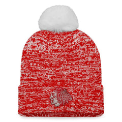 Chicago Blackhawks Fanatics Women's Glimmer Cuffed Knit Hat with Pom - Red Hats