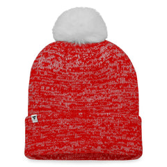 Calgary Flames Fanatics Women's Glimmer Cuffed Knit Hat with Pom - Red Hats