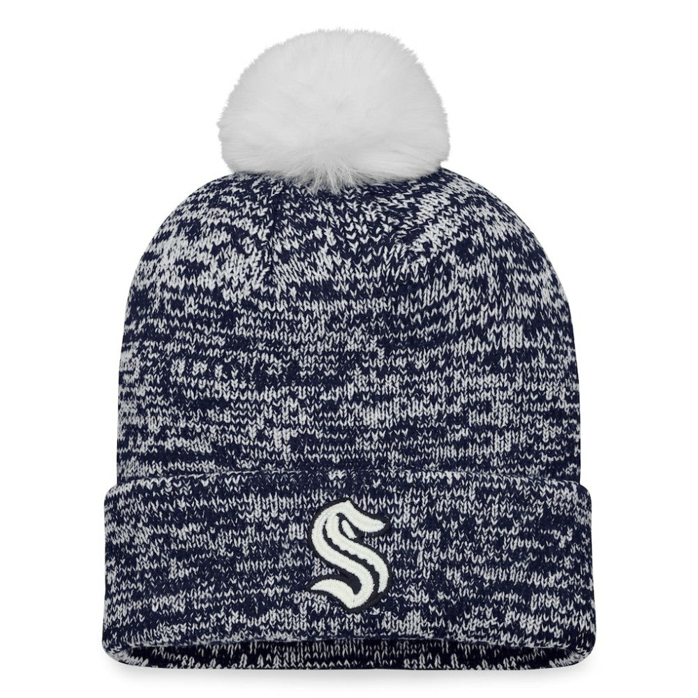 Seattle Kraken Fanatics Women's Glimmer Cuffed Knit Hat with Pom - Deep Sea Blue Hats