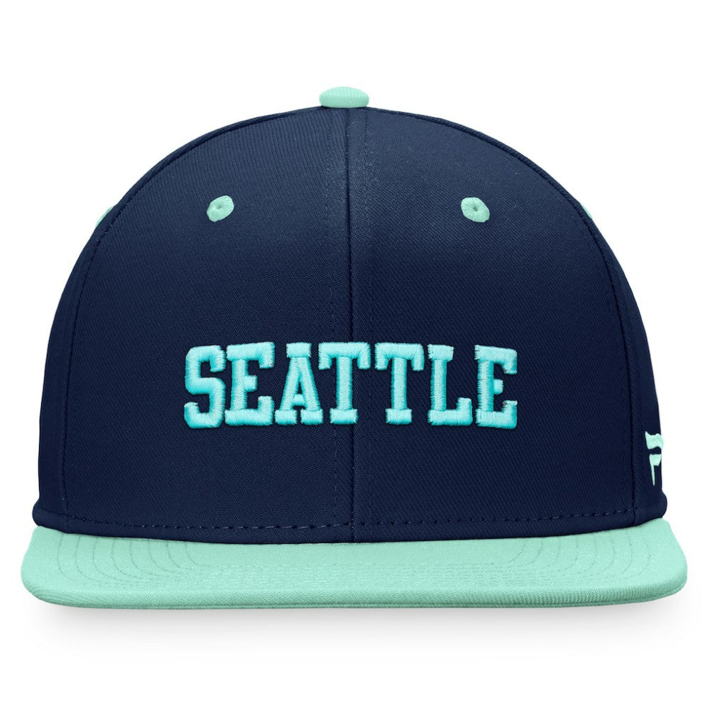 Seattle Kraken Fanatics Heritage City Two-Tone Snapback Hat - Deep Sea Blue/Light Blue Hats