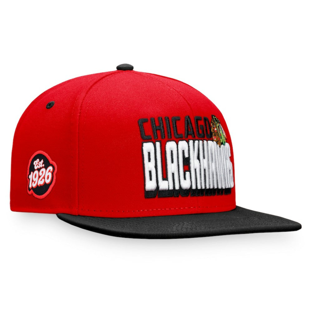 Chicago Blackhawks Fanatics Heritage Retro Two-Tone Snapback Hat - Red/Black Hats