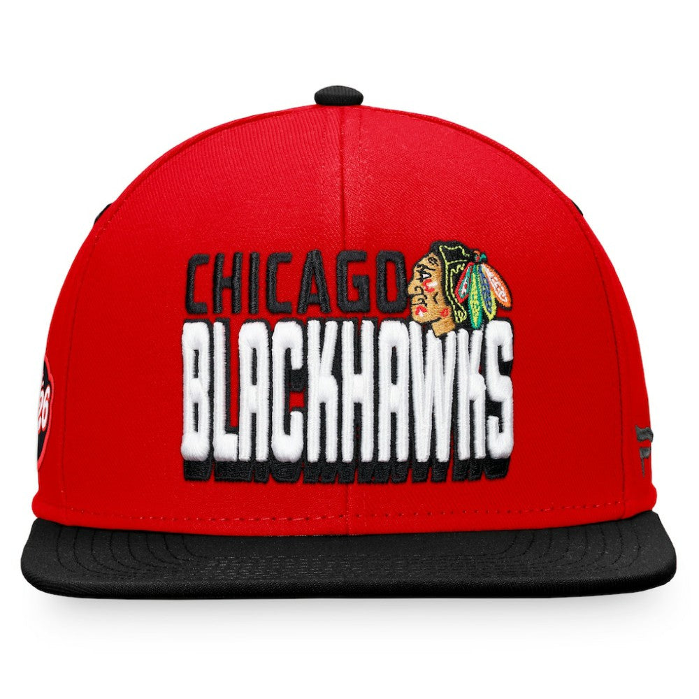 Chicago Blackhawks Fanatics Heritage Retro Two-Tone Snapback Hat - Red/Black Hats