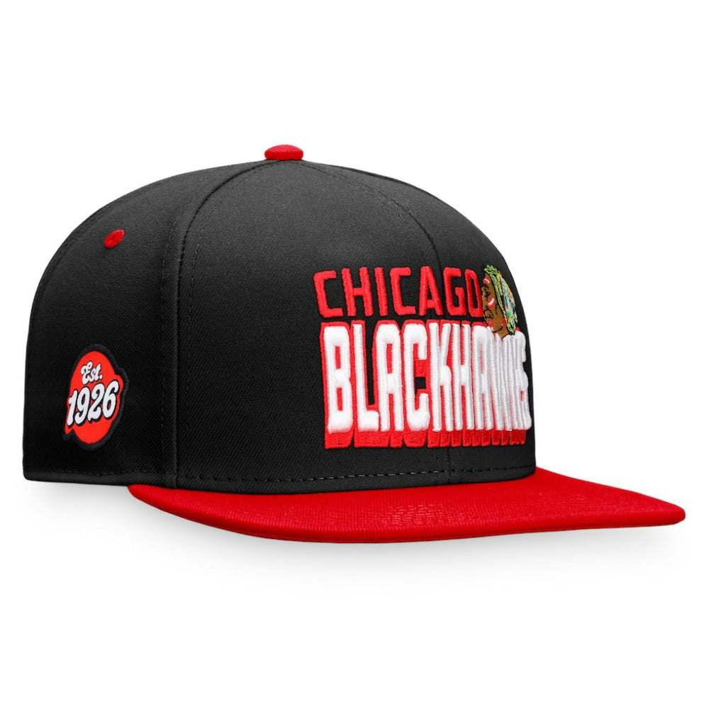 Chicago Blackhawks Fanatics Heritage Retro Two-Tone Snapback Hat - Black/Red Hats