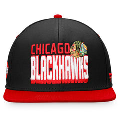 Chicago Blackhawks Fanatics Heritage Retro Two-Tone Snapback Hat - Black/Red Hats
