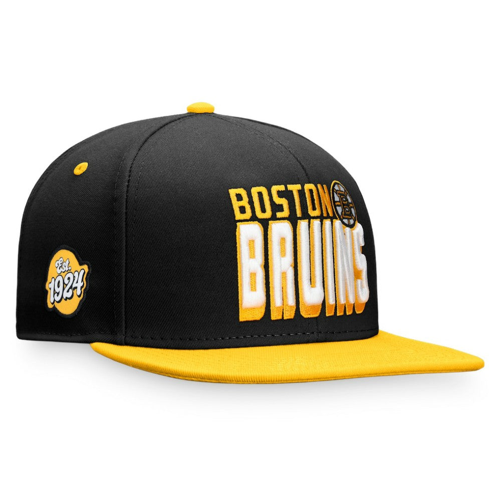 Boston Bruins Fanatics Heritage Retro Two-Tone Snapback Hat - Black/Gold Hats
