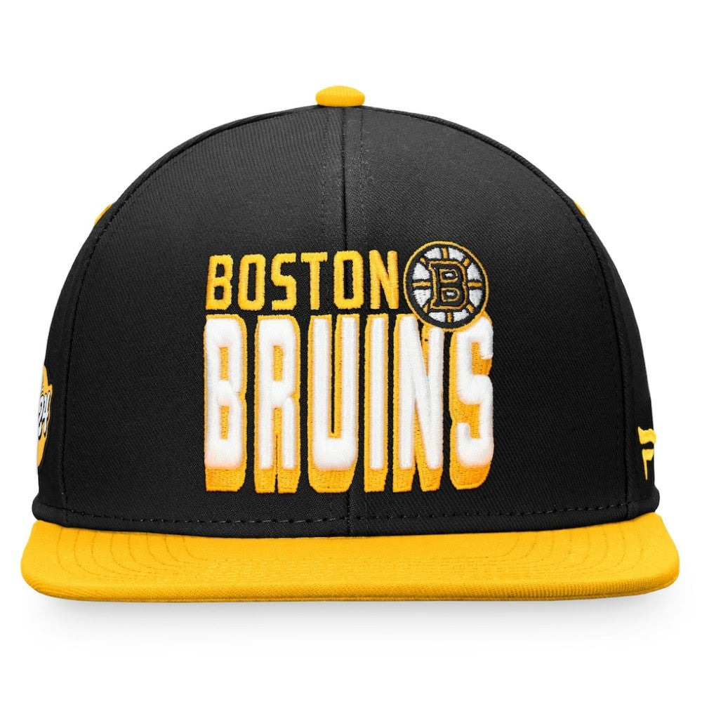 Boston Bruins Fanatics Heritage Retro Two-Tone Snapback Hat - Black/Gold Hats