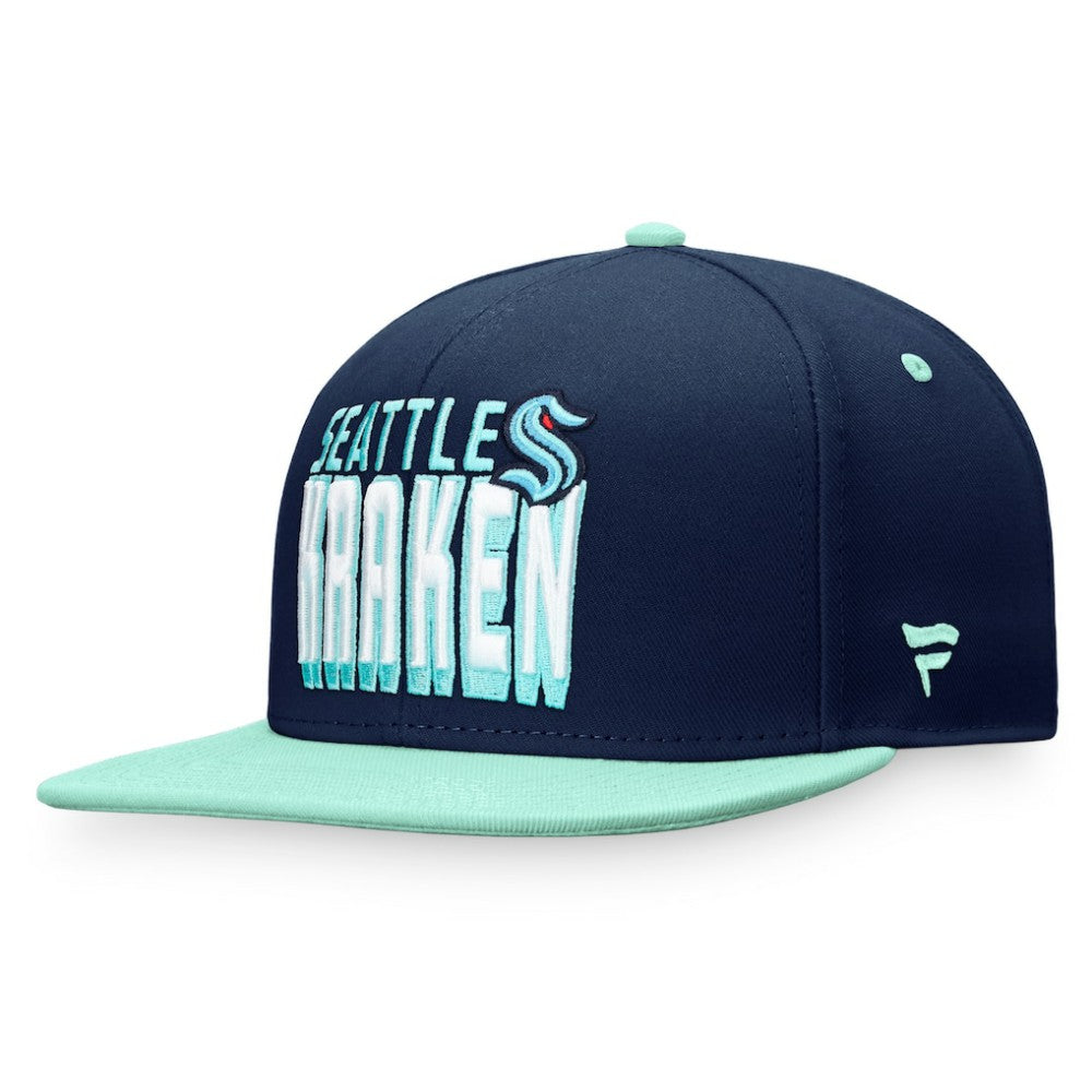 Seattle Kraken Fanatics Heritage Retro Two-Tone Snapback Hat - Navy/Blue Hats