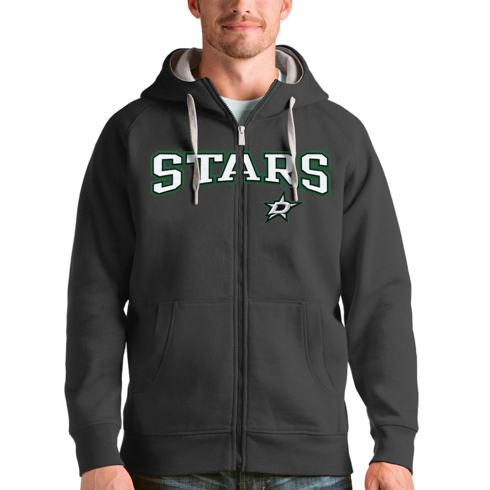 Dallas Stars Antigua Wordmark Victory Full-Zip Hoodie - Charcoal Hoodies