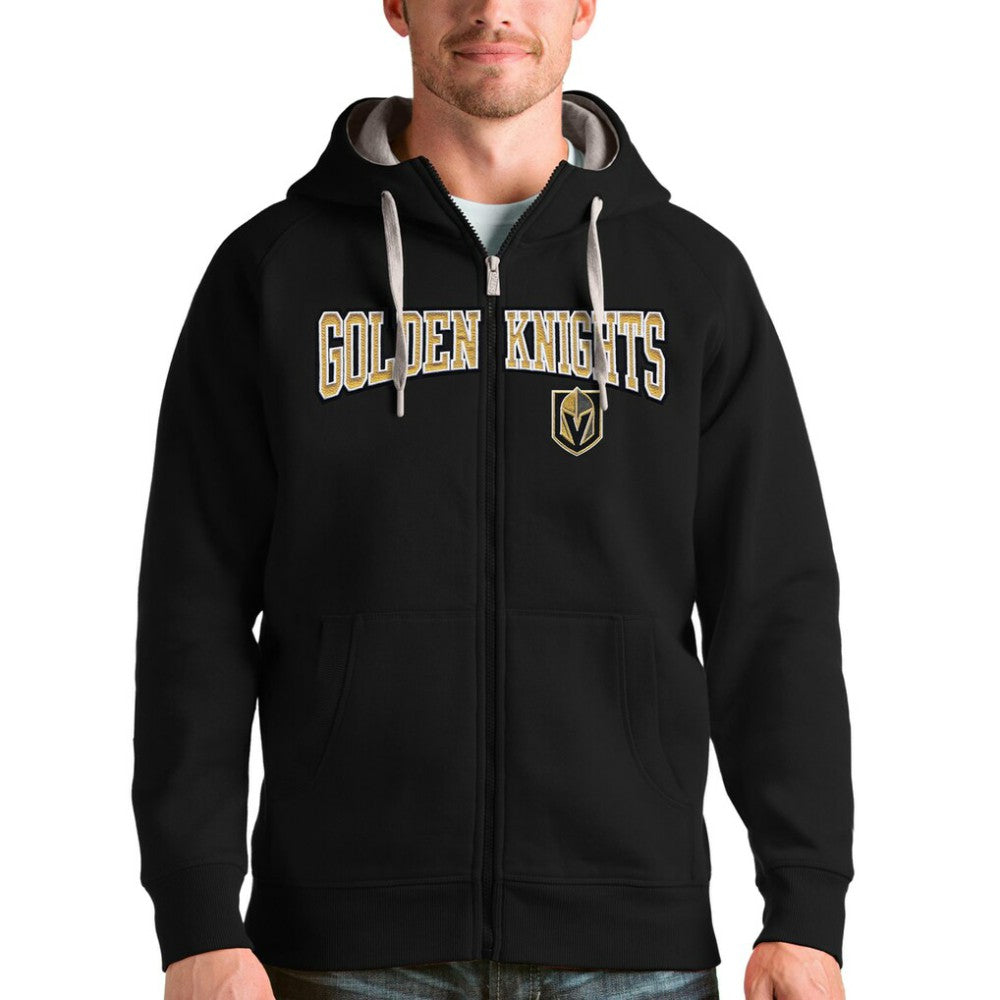 Vegas Golden Knights Antigua Wordmark Victory Full-Zip Hoodie - Black Hoodies