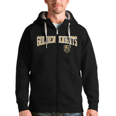 Vegas Golden Knights Antigua Wordmark Victory Full-Zip Hoodie - Black Hoodies