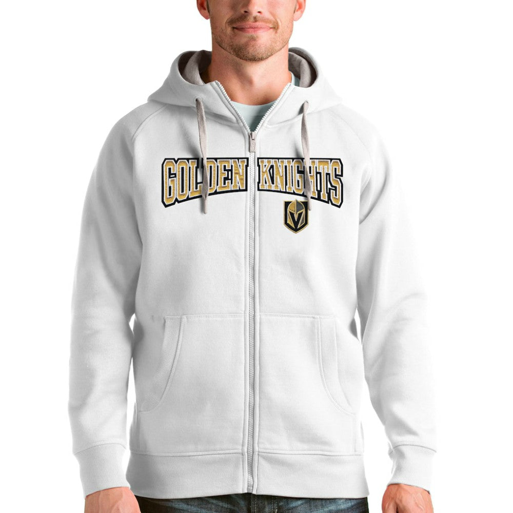 Vegas Golden Knights Antigua Wordmark Victory Full-Zip Hoodie - White Hoodies