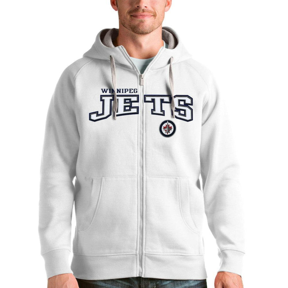 Winnipeg Jets Antigua Wordmark Victory Full-Zip Hoodie - White Hoodies