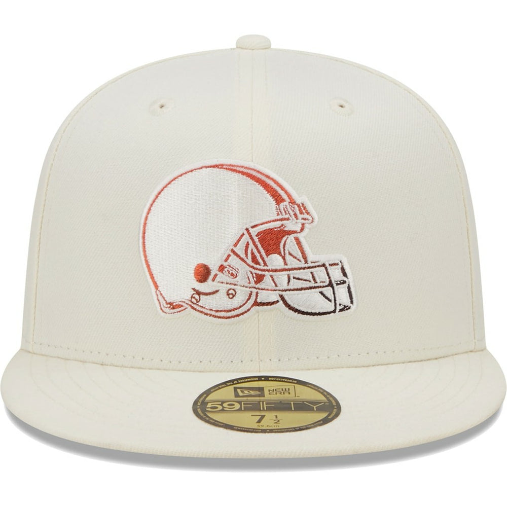 Cleveland Browns New Era Chrome Color Dim 59FIFTY Fitted Hat - Cream online