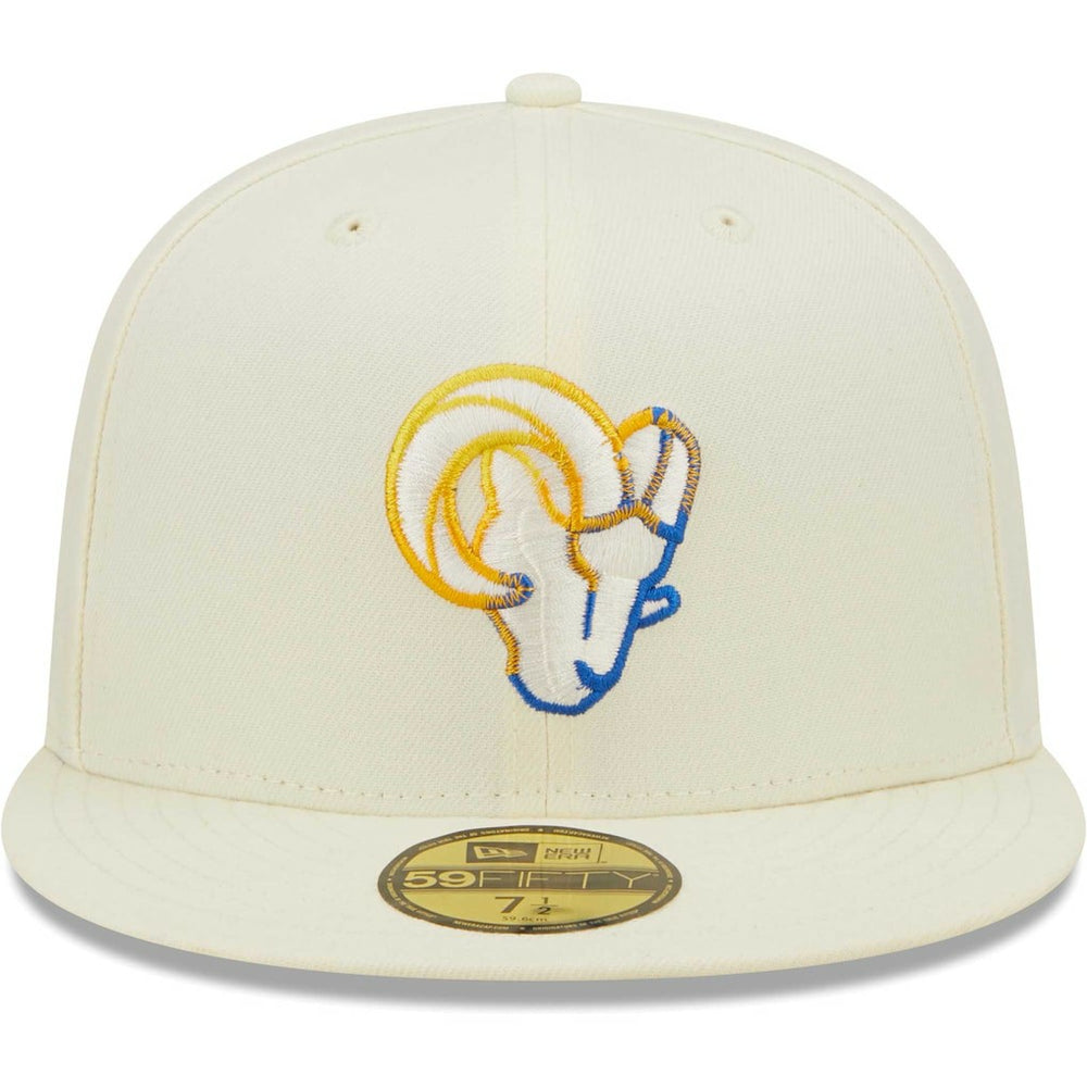 Los Angeles Rams New Era Chrome Color Dim 59FIFTY Fitted Hat - Cream discount