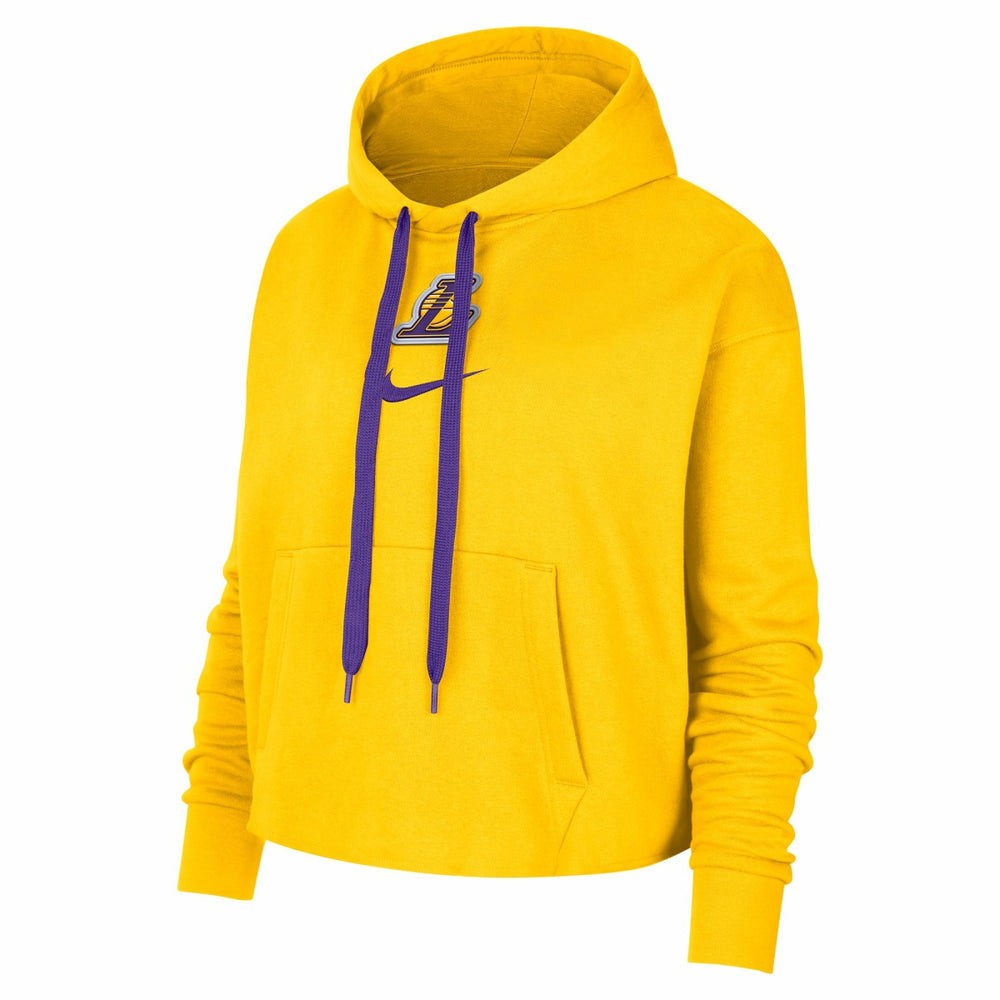 Los Angeles Lakers Women's Courtside Cropped Pullover Hoodie - Gold for sale