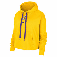 Los Angeles Lakers Women's Courtside Cropped Pullover Hoodie - Gold for sale