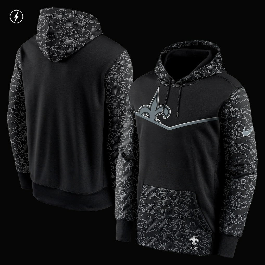 New Orleans Saints RFLCTV Chevron Pullover Hoodie - Black online