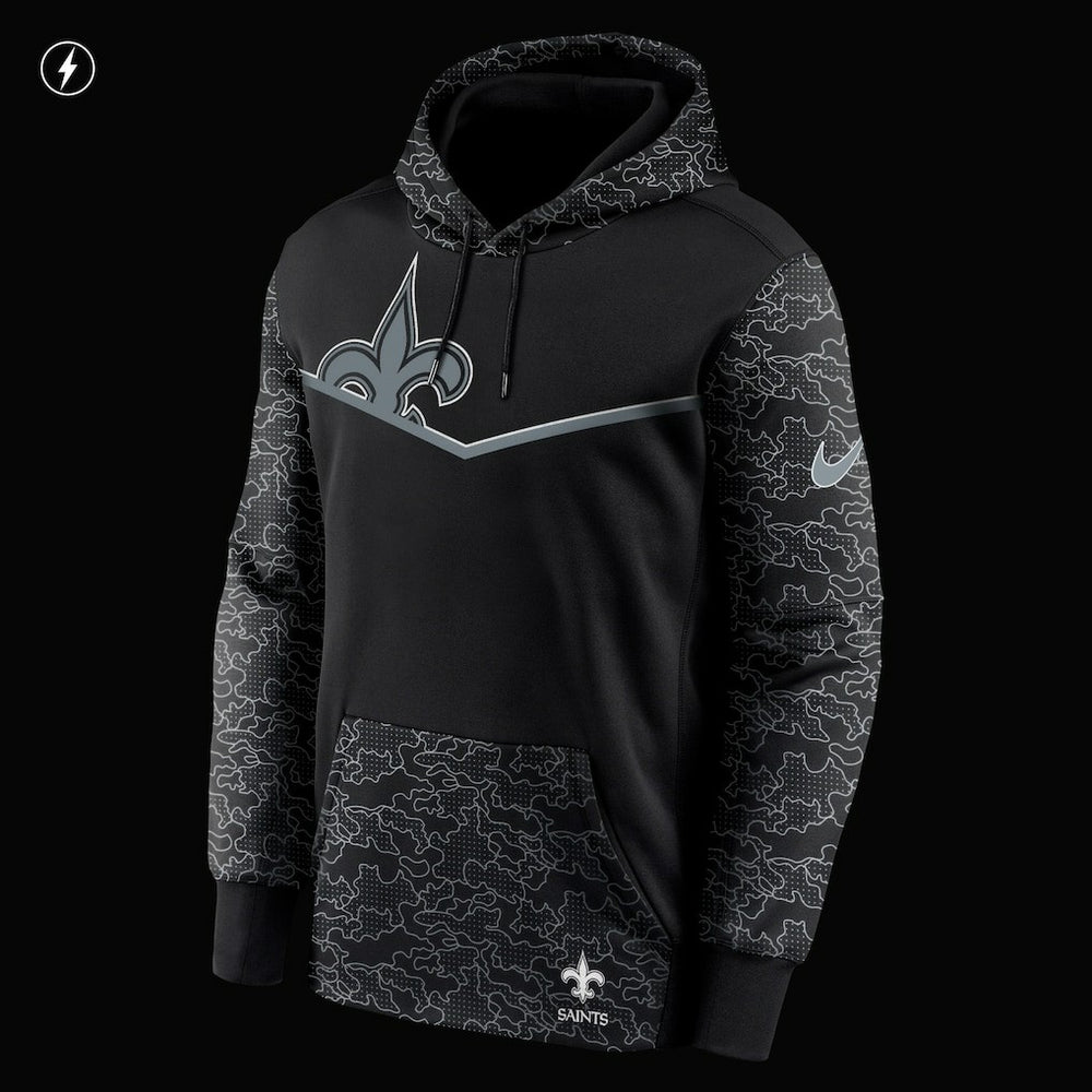 New Orleans Saints RFLCTV Chevron Pullover Hoodie - Black online