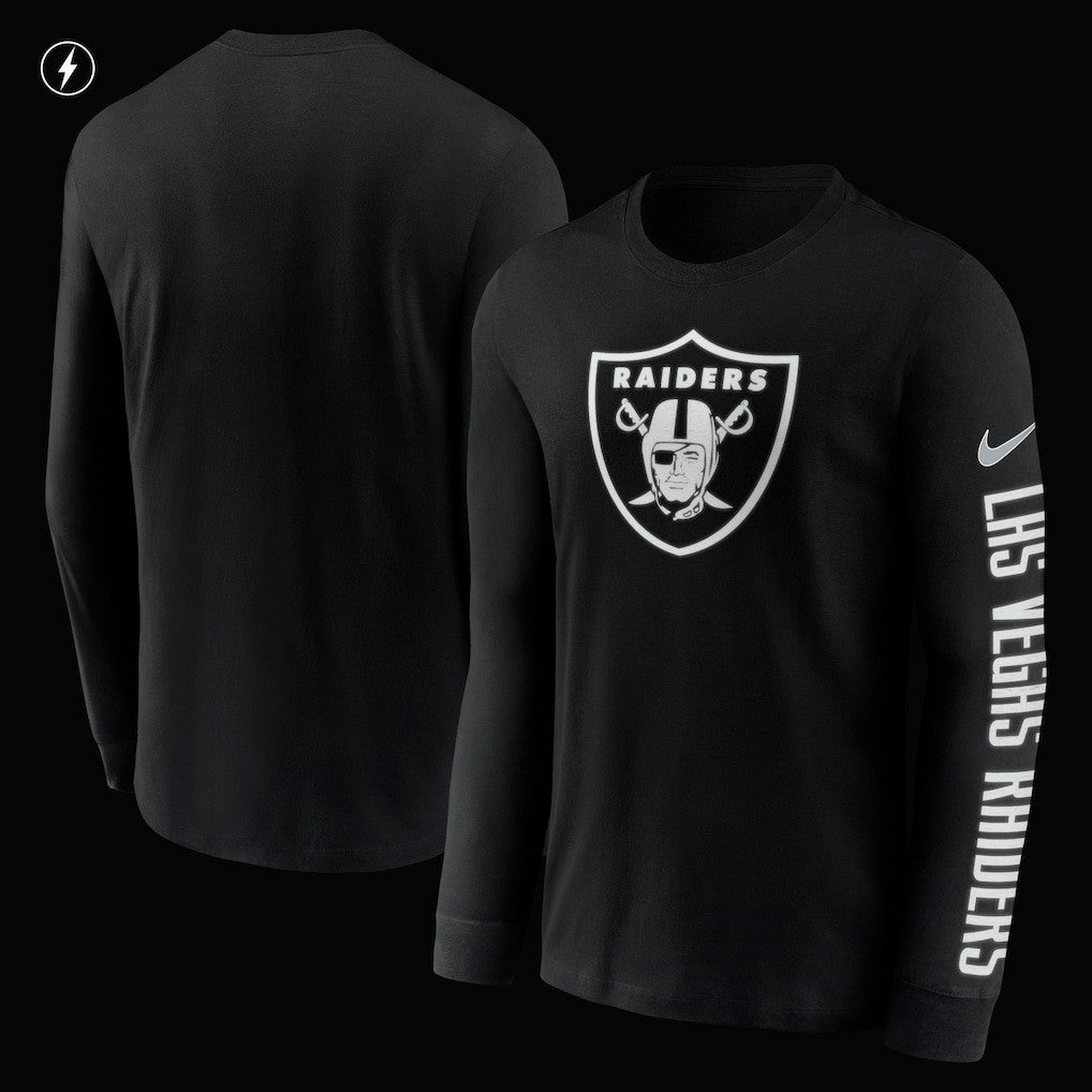 Las Vegas Raiders RFLCTV Name and Logo T-Shirt - Black on sale