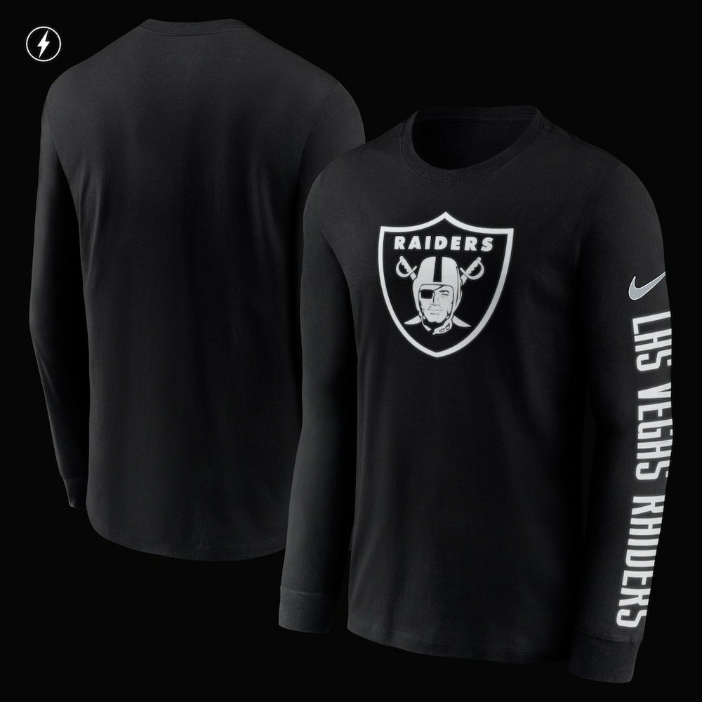 Las Vegas Raiders RFLCTV Name and Logo T-Shirt - Black on sale