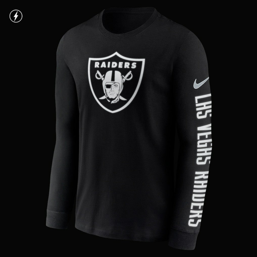 Las Vegas Raiders RFLCTV Name and Logo T-Shirt - Black on sale