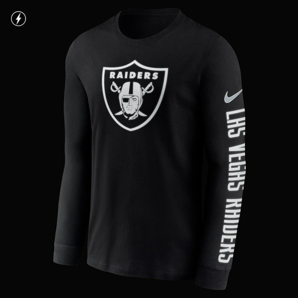 Las Vegas Raiders RFLCTV Name and Logo T-Shirt - Black on sale