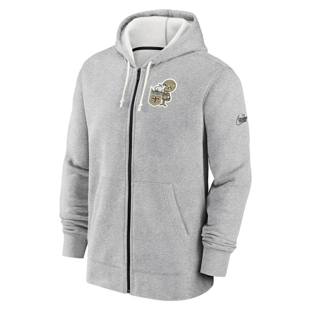 New Orleans Saints Historic Lifestyle Full-Zip Hoodie - Heather Gray on sale